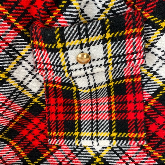 Vintage 70s Plaid Mini Dress Made in Japan Size 12 Red Tartan Mod - Picture 6 of 13